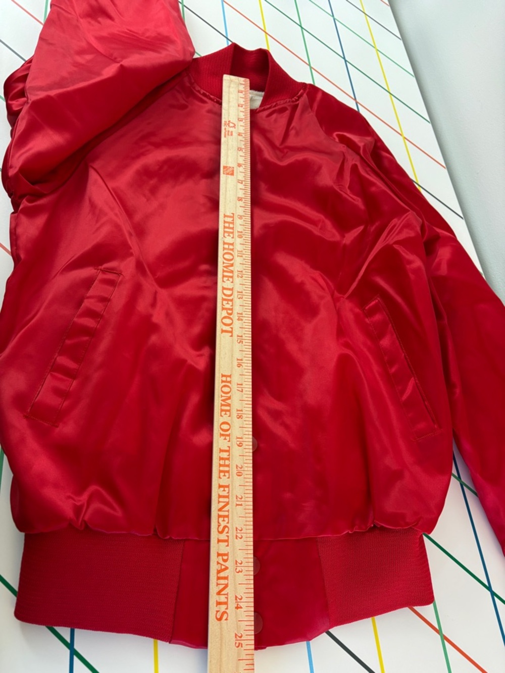 Vintage 80s Red Satin Graphic Bomber Jacket with Horse Stable Design size Small - Picture 9 of 9